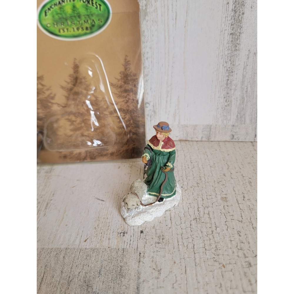 Enchanted Forest vintage Victorian woman dog walker village accessory Xmas